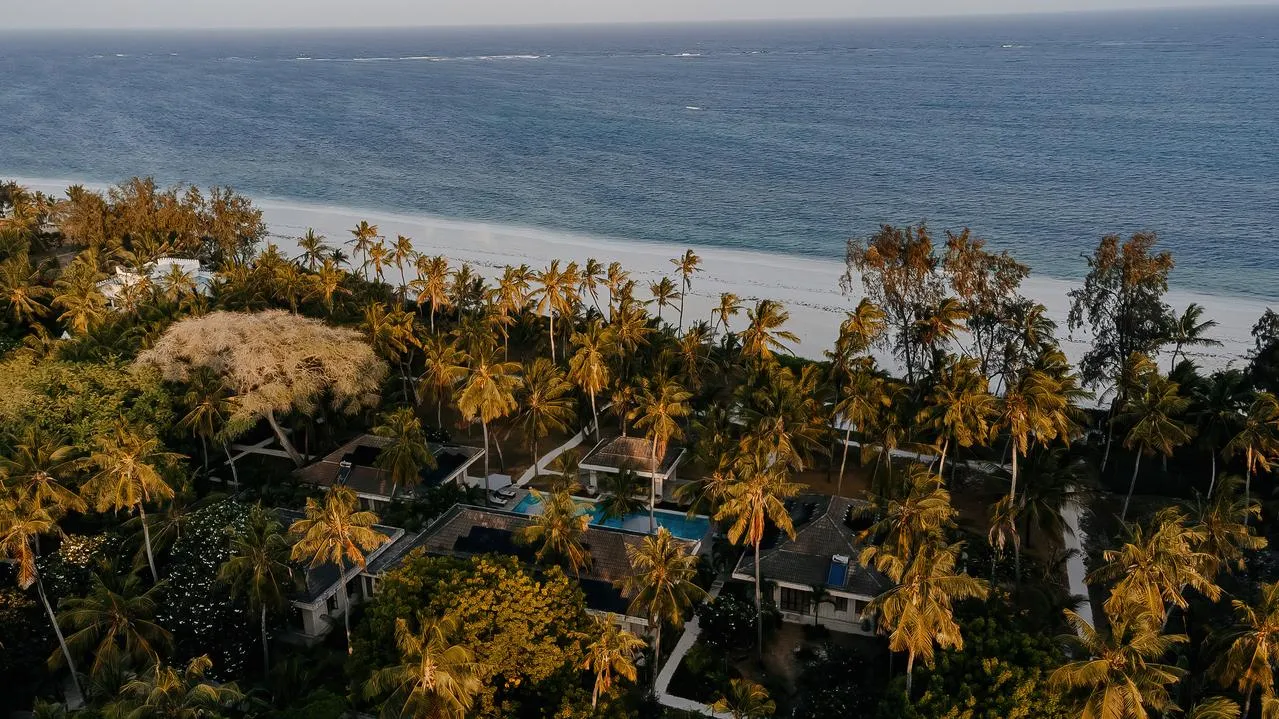 Tribal Dunes beachfront village aerial view — Bofa Beach, Kilifi, Kenya